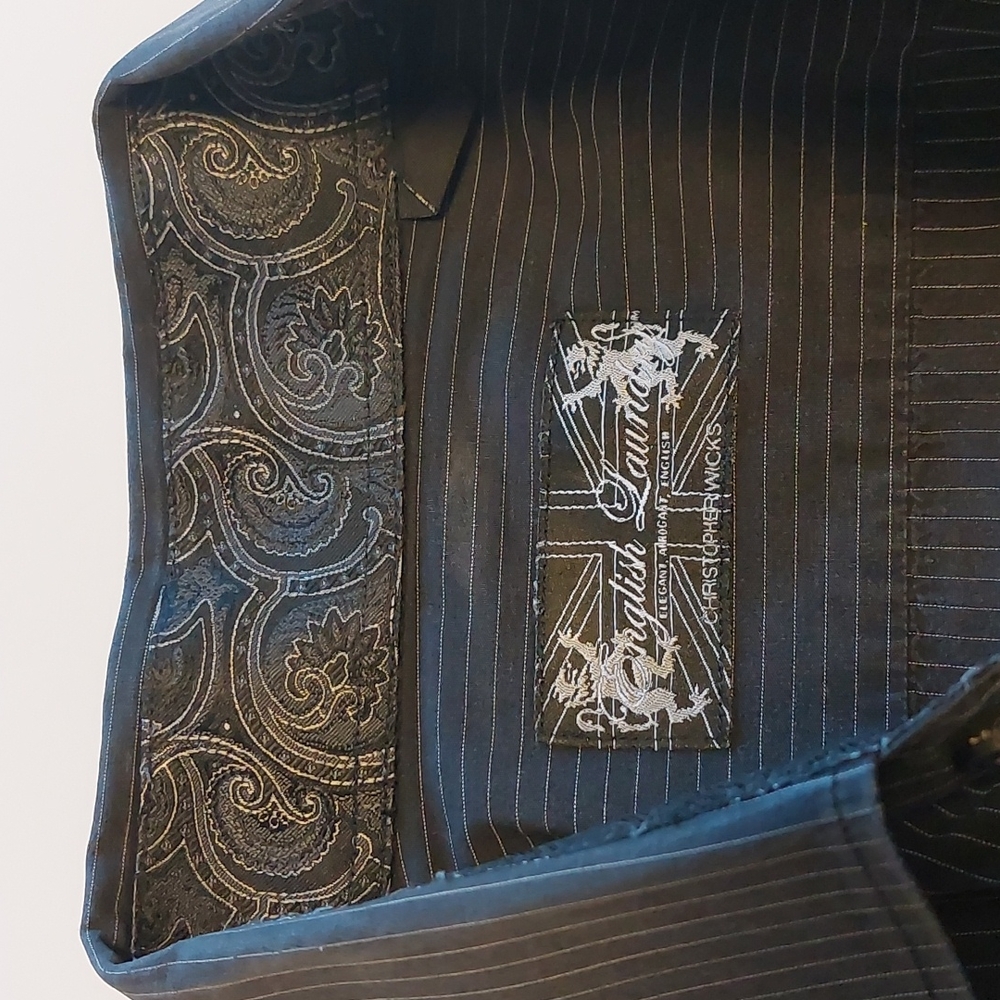 Mens English Laundry dress shirt in black with white pinstripe, size XL - Picture 6 of 9